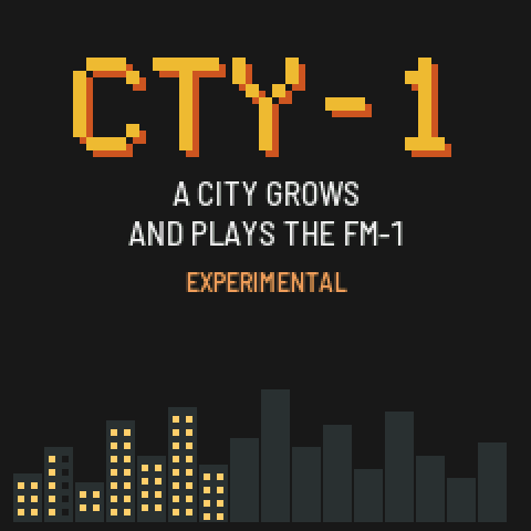 The second boot screen: CTY-1 in big pixel letters over a skyline lighting up