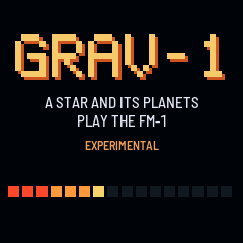The second boot screen: GRAV-1 in big pixel letters