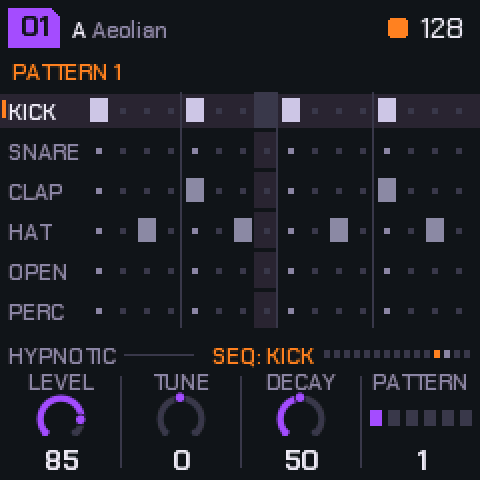 The sequencer's screen