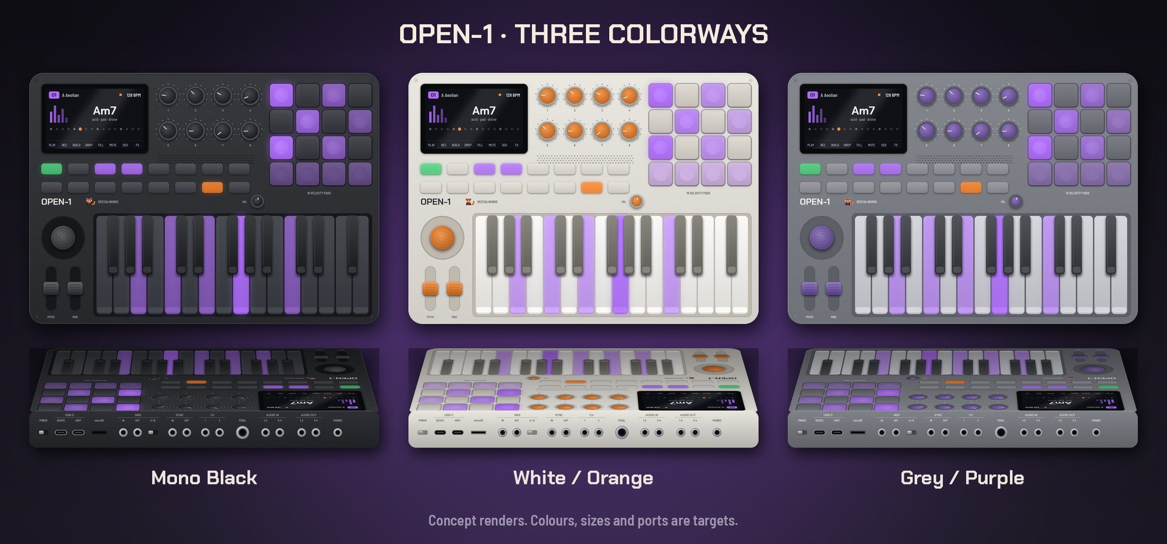OPEN-1 in Mono Black, White / Orange and Grey / Purple